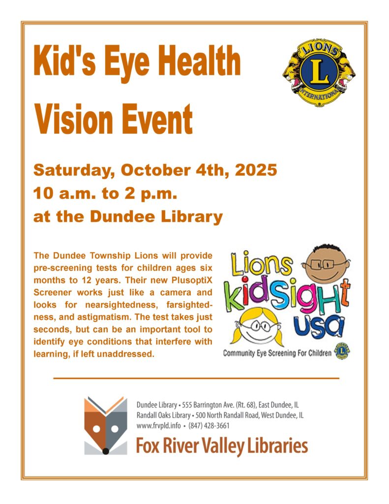 Flyer of Kids Eye Health Vision Event October 4th 2025